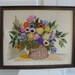 Vintage Embroidery Flowers Art Hand Sewn Framed