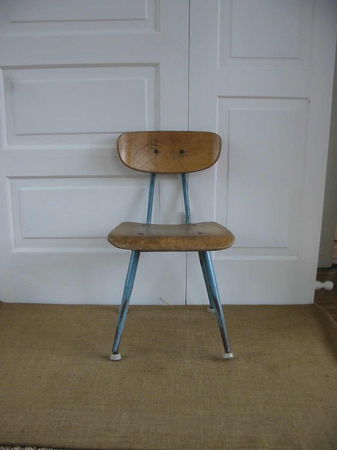 Vintage Industrial Wood and Metal School Chair