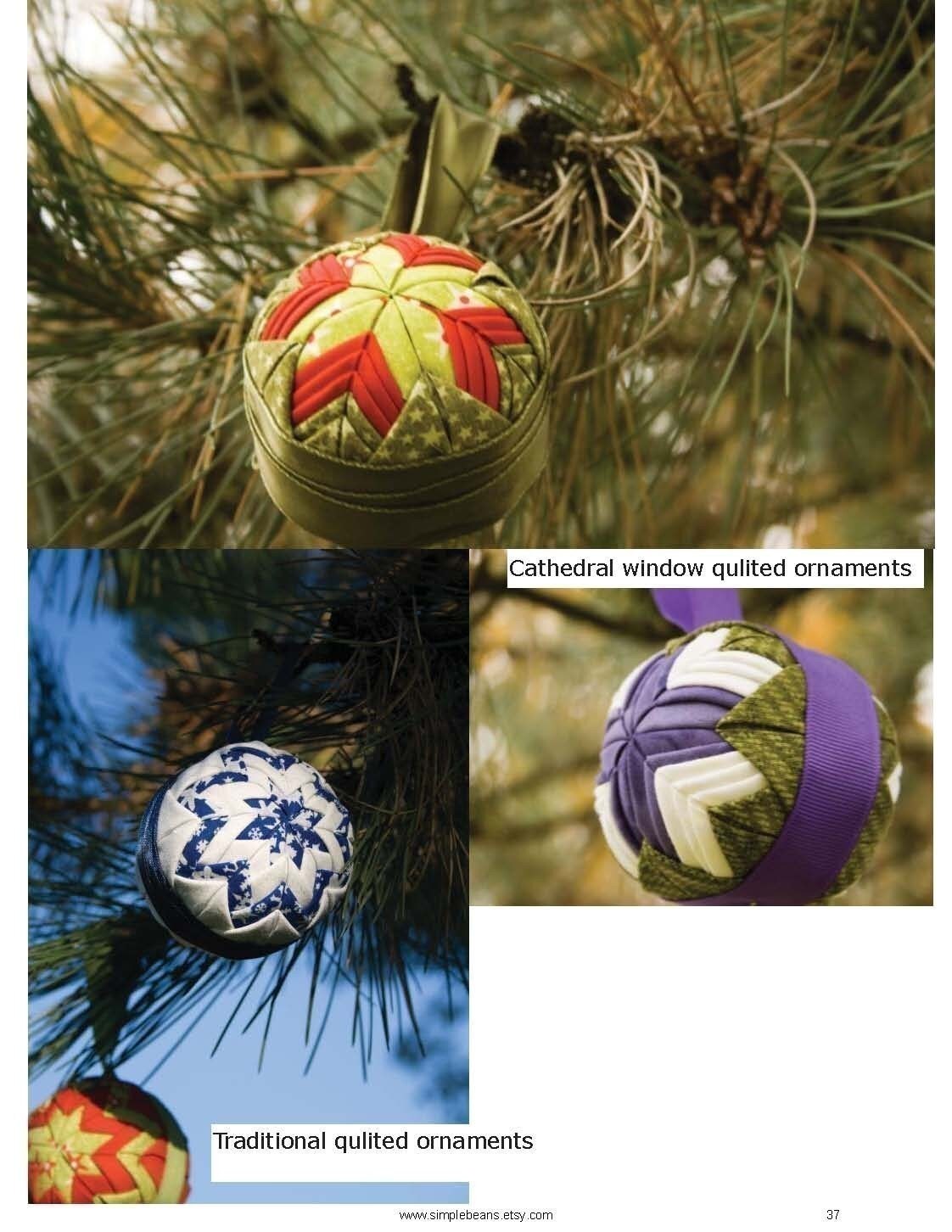 Traditional, Cathedral Window, and Picture Window Quilted Fabric Ball Ornaments Pattern and Tutorial (3 tutorials)