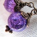 Crackle Glass Purple and Antique Copper Earrings