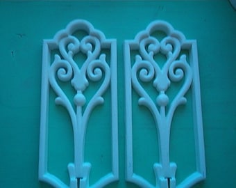 1982 Homco Set of 2 White Shabby Chic Wall Plaques