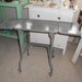 Vintage Retro Gray Metal Typewriter Table on wheels with adjustable side leafs