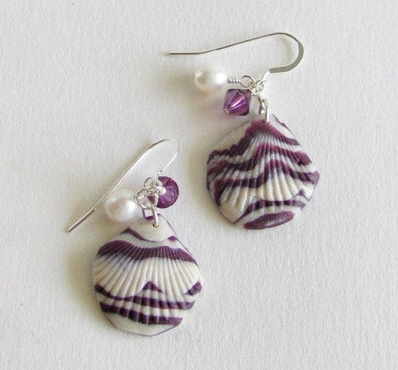 Sea Shell Earrings Polymer Clay 8562