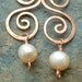 Pearl Earrings Creamy Freshwater Pearl Copper Swirl summer fashion copper jewelry june birthstone