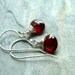 Red Garnet Earrings Silver Wire Wrap drop dangle January birthstone garnet jewelry, Black Raspberry