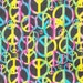 Tie Dyed Peace Signs on Black Fabric By The Yard FBTY
