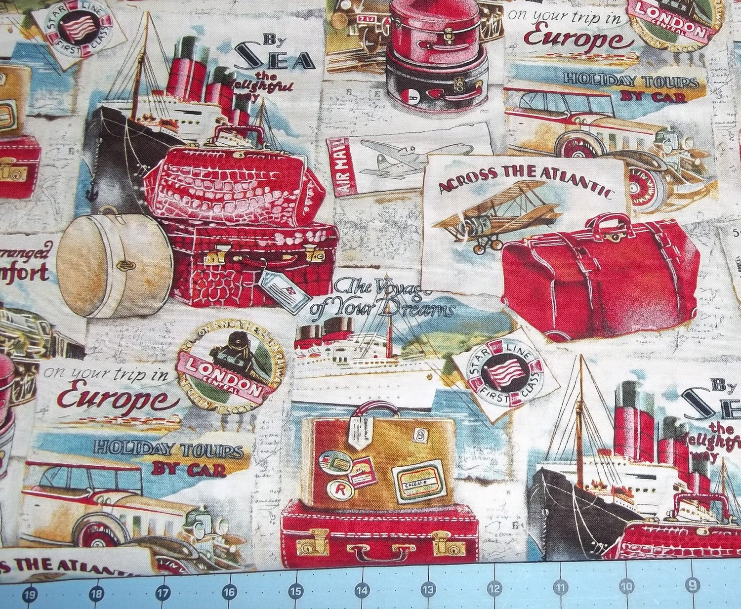 vintage travel posters fabric by the yard