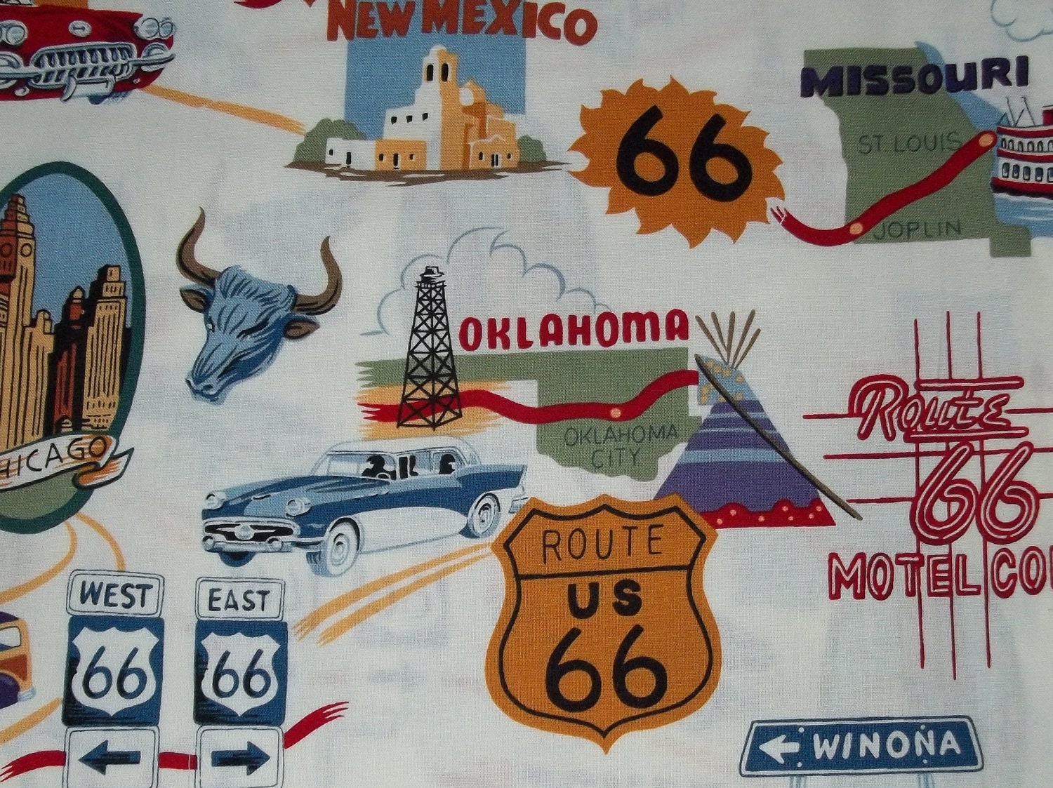 Alexander Henry Route 66 Fabric Remnant 32 by CutiePieCraftSupply