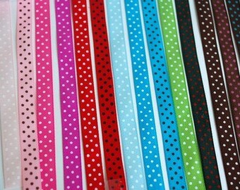 Items similar to Polka Dot Grosgrain Ribbon, 14 colors, 2 sizes, 3/8ths ...