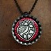 Anatomical Heart on Red - Bottle Cap Pendant Necklace - Original Illustration on Polymer Clay OOAK by Calan Ree