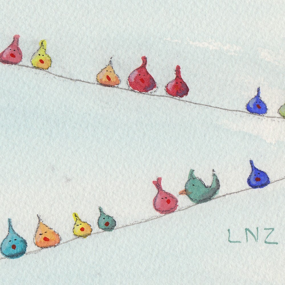 New Baby Nursery Wall Art Childrens Decor Birds on Wires by LNZart