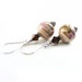Driftwood Earrings. Handcrafted Sterling Silver Earrings. Creamy Mocha Brown & Raspberry Lampwork Glass. Ready to Ship