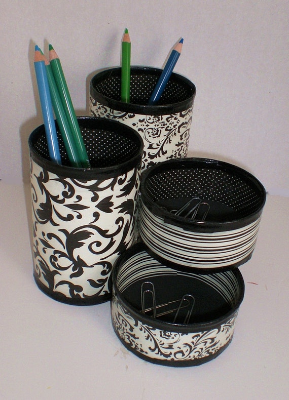 Recycled Can Desk Organizer / Pencil Holder