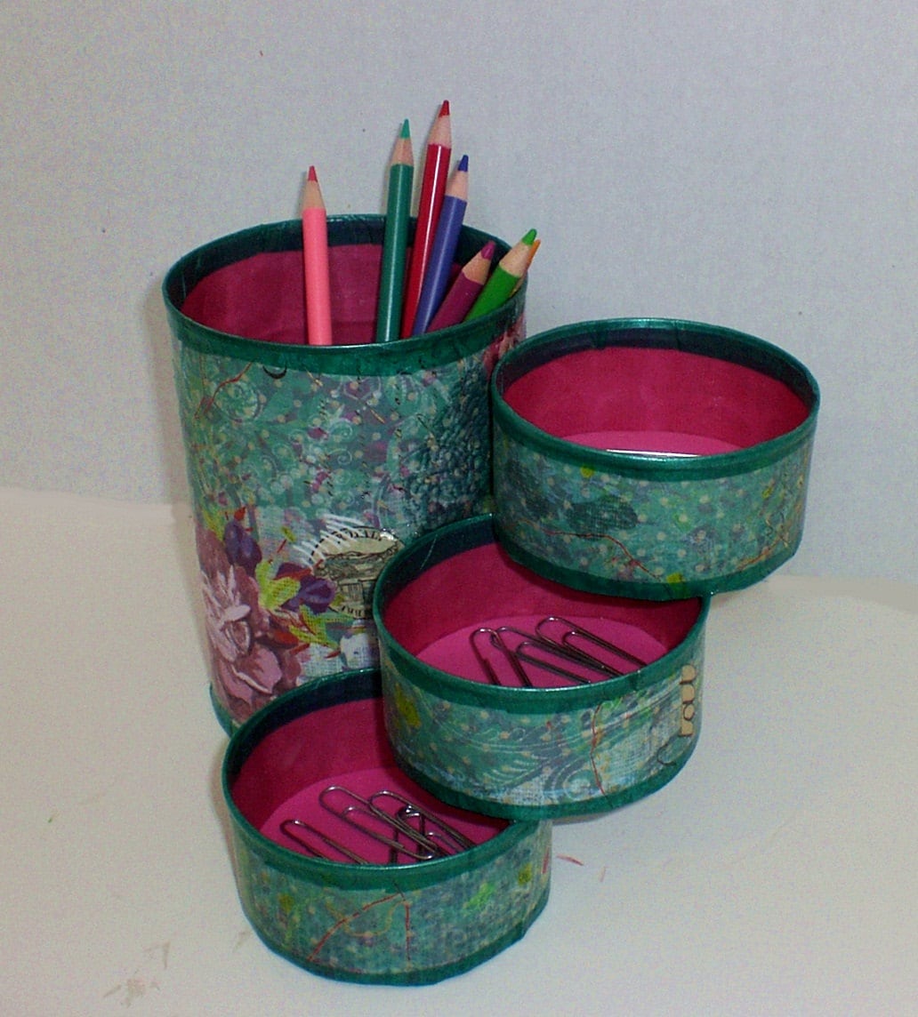 Desk Organizer / Pencil Holder made from recycled cans