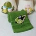Little Green Birdie Appliqued Kitchen Towel