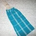Two Crochet Hanging top towel, Bright tourquoise with white stripe
