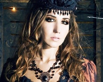 Victorian Mini Riding Hat Steampunk Hat Alice in Wonderland Hat Downton Abbey Style Hat Lolita Hat Halloween Hat