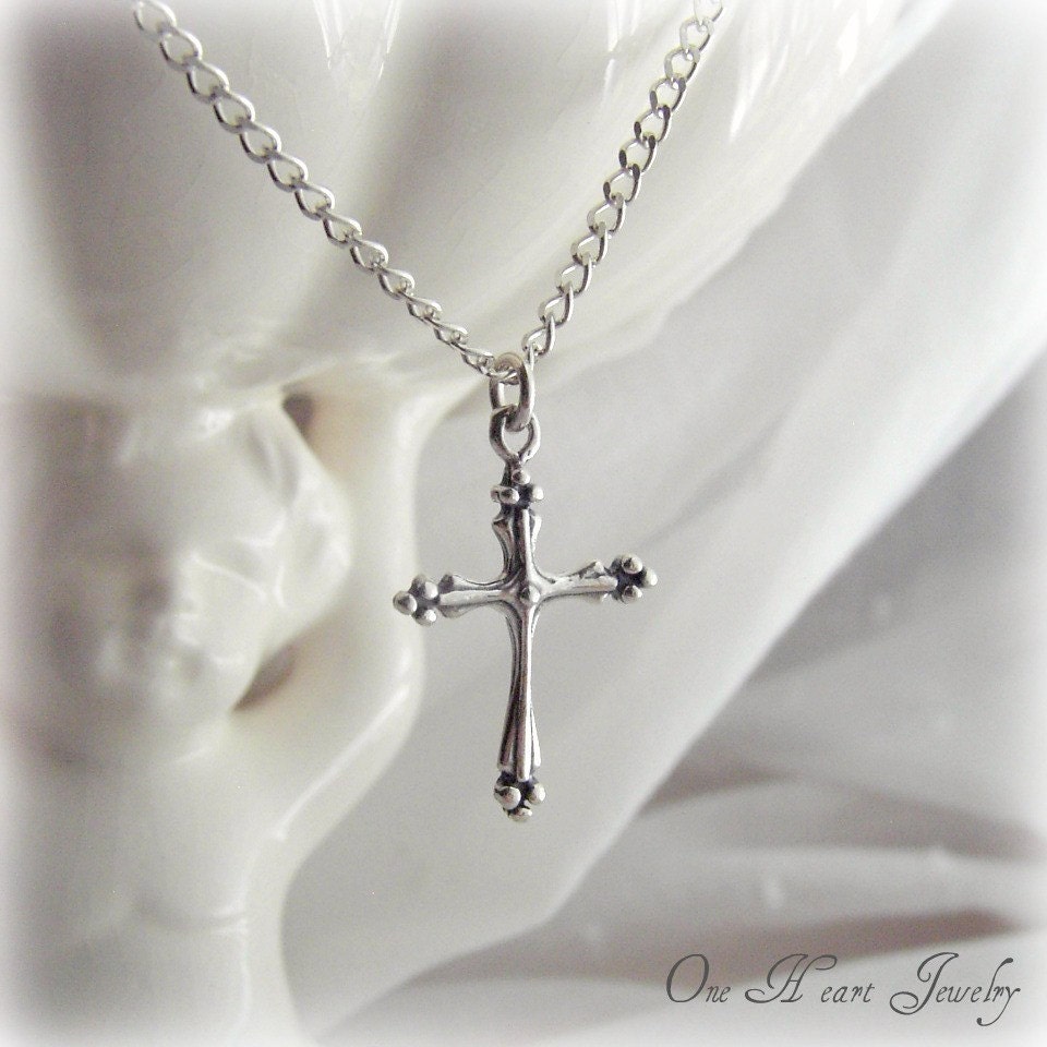 Dainty Silver Cross Necklace Sterling Silver Chain 2142