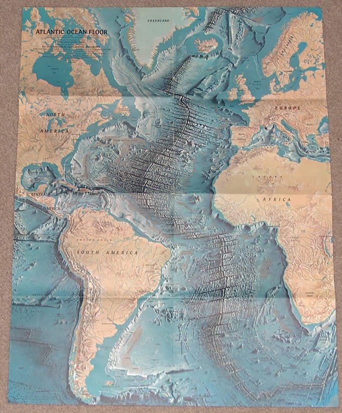 Vintage National Geographic Atlantic Ocean Floor by TinkersShop