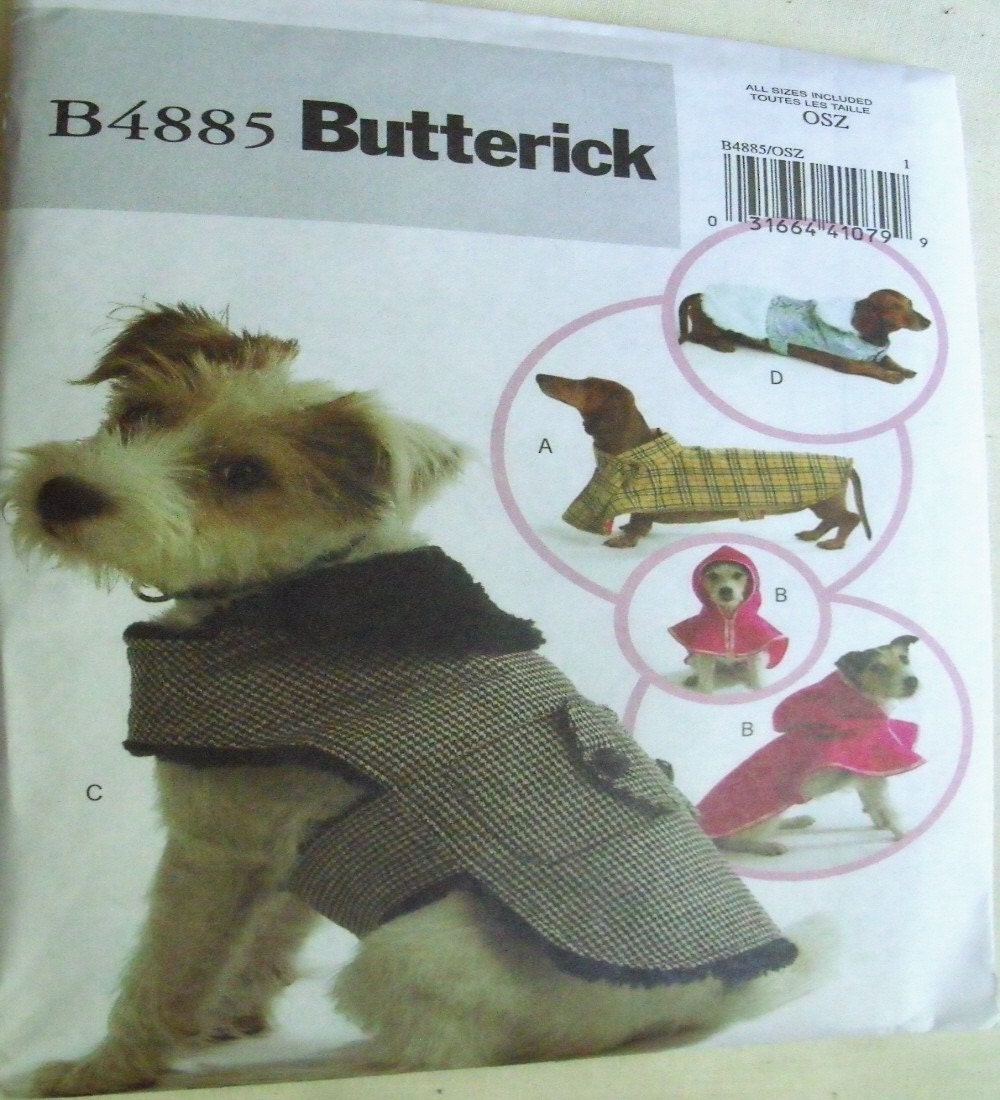Butterick B4885 Sewing Pattern and Instructions for Dog Coats