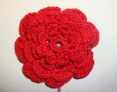 Vintage Red Crochet Flower Rosette, Appliqque, Sewing Crafting Trim (784-10) Vintage Red Crochet Flower Rosette, Appliqque, Sewing Crafting Trim (784-10)