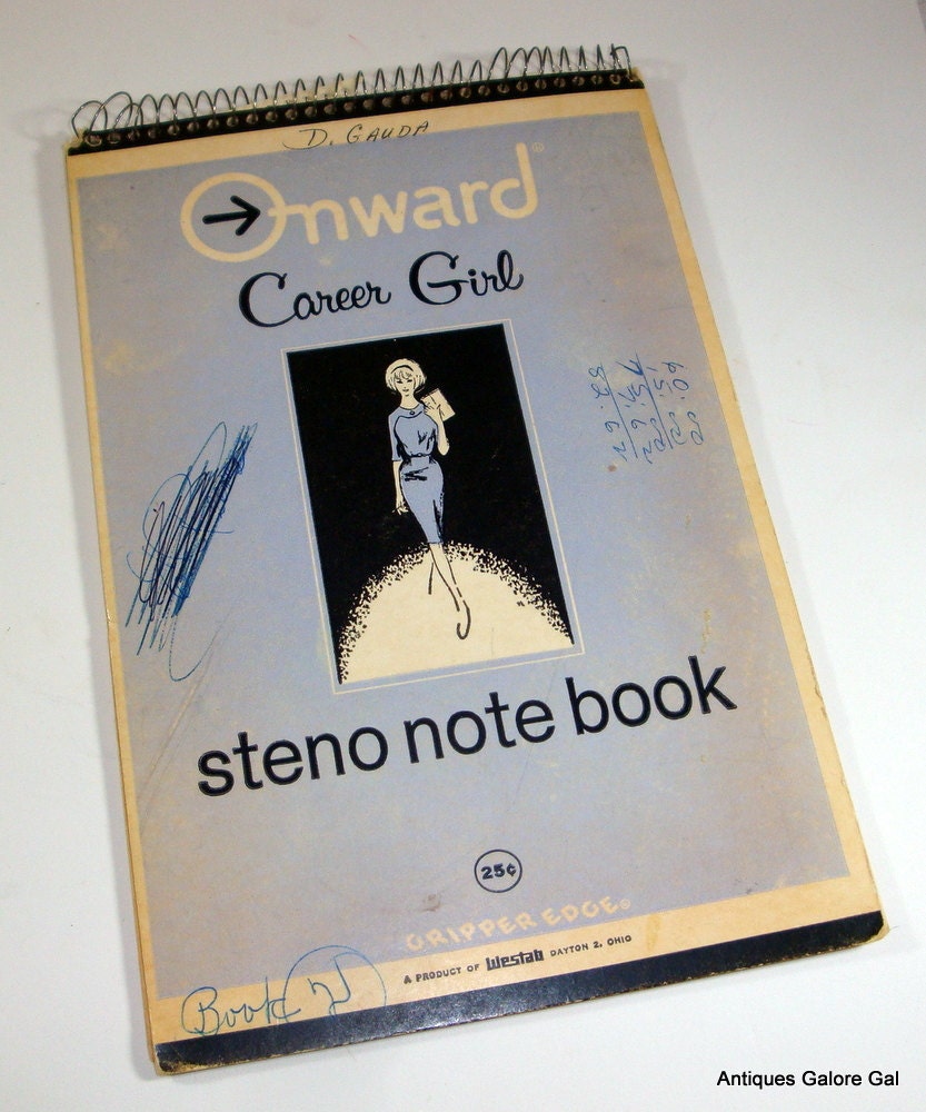 Vintage Shorthand Chart Of Brief Forms / Steno Notebook