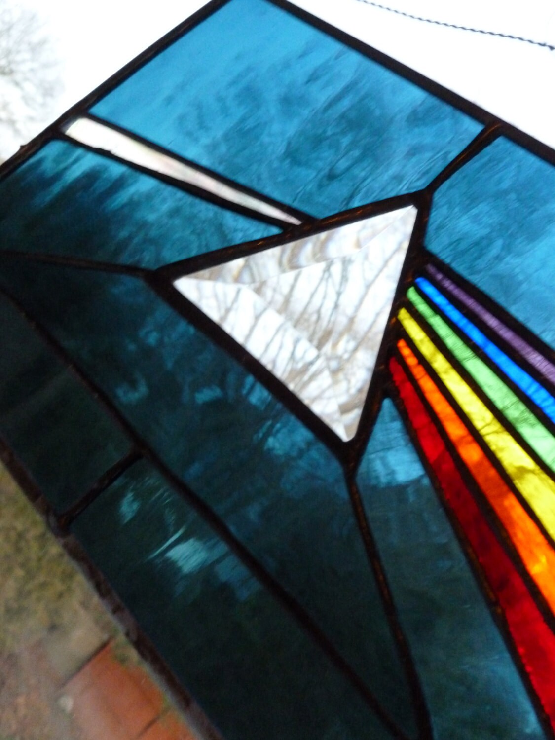 Dark Side Of The Moon Stained Glass Panel Pink Floyd in steel