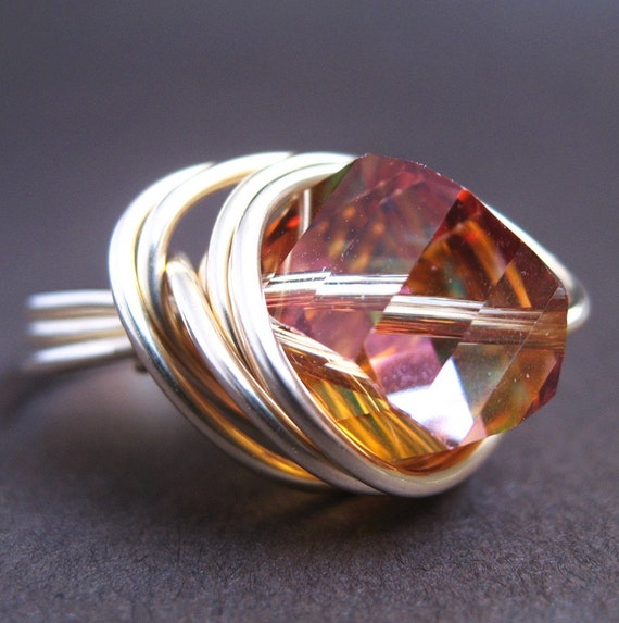 Items similar to Edward Ring - Swarovski crystal, gold filled wire on Etsy
