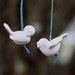 Two Bird Beads in Stoneware with White Glaze