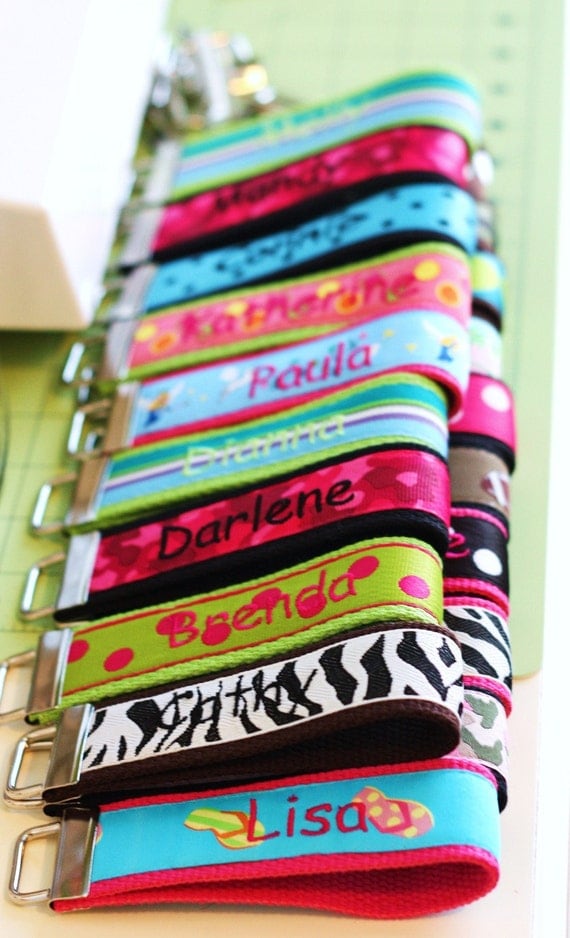 Personalized Embroidered Key Chain Key Fob Wristlet by Chrissy410