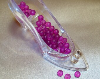 Dark Orchid Frosted Glass Round Beads (Qty 65) - B303