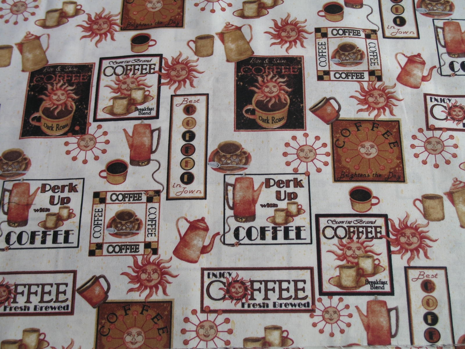 Coffee Print Fabric by IDestash4U on Etsy