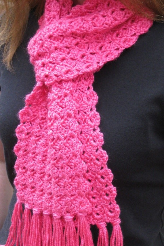 Trendy Hot Pink Crocheted Scarf