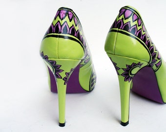 Hand Painted Heels - Modern Henna, customize your shoes - Kezbirdie