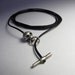 Steampunk necklace sterling silver T bar cord Light cord version