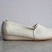 Vintage Linen Wedge Shoes . Grasshoppers Skimmers . NOS New Old Stock . White Cotton