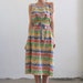 Vintage Bright Colors Day Dress . Floral Striped . Summer . Beach . 1970s