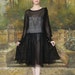 reserved .... Beaded 20s Dress . Bow . Sheer Black Chiffon . Antique Flapper . 1920s . High Fashion . Couture