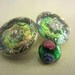 Vintage Buttons - Czech Glass beautiful iridescent hand painted gold set and rosebud accent button - (lot 532)