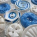 Vintage Buttons - Cottage chic mix of blue and white, old and sweet -18 total (1649)