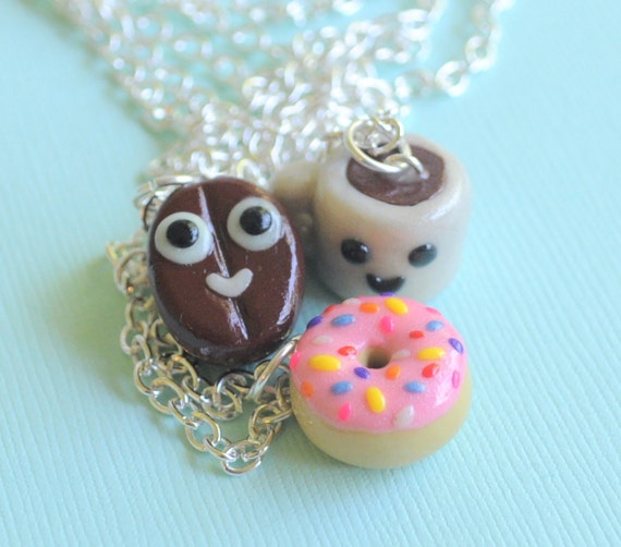 3 Best Friend Necklaces Polymer Clay Polymer Clay Charms