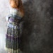 Vintage 1980s Pretty Hippie India Dress Crinkle Rayon with Corset Back