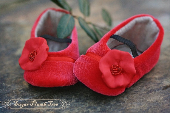 red velvet baby shoes