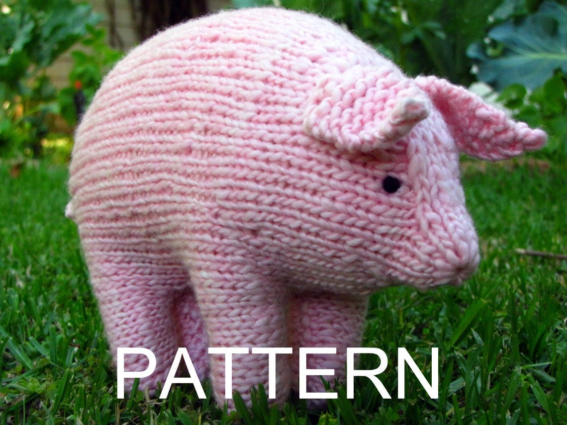 Pig Knitting Pattern Waldorf Toy PDF Large Instant