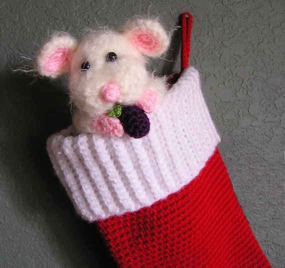 CHRISTMAS STOCKING with  MOUSE Pdf Crochet pattern