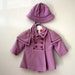 Vintage 60s Child's Double Breasted Rothschild Lavender Hearts Coat and Matching Hat- Size 6 Months