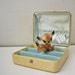 vintage 50s Little Shabby Cream and Light Blue Jewelry/Earring Holder Travel Case