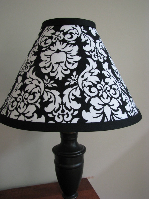 Black and White Damask Lamp shade Bedroom lamp Nursery light