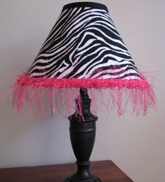 Zebra and pink lamp shade bedroom nursery babys room light