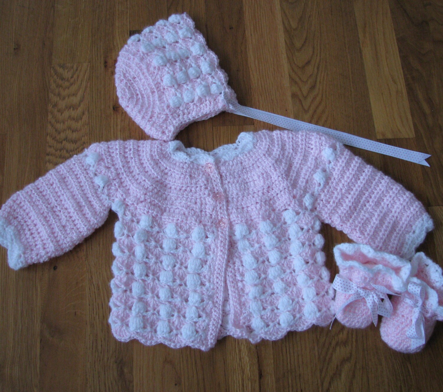 Pink Newborn Baby Girl Sweater Set Hat by Zacharydickorydock